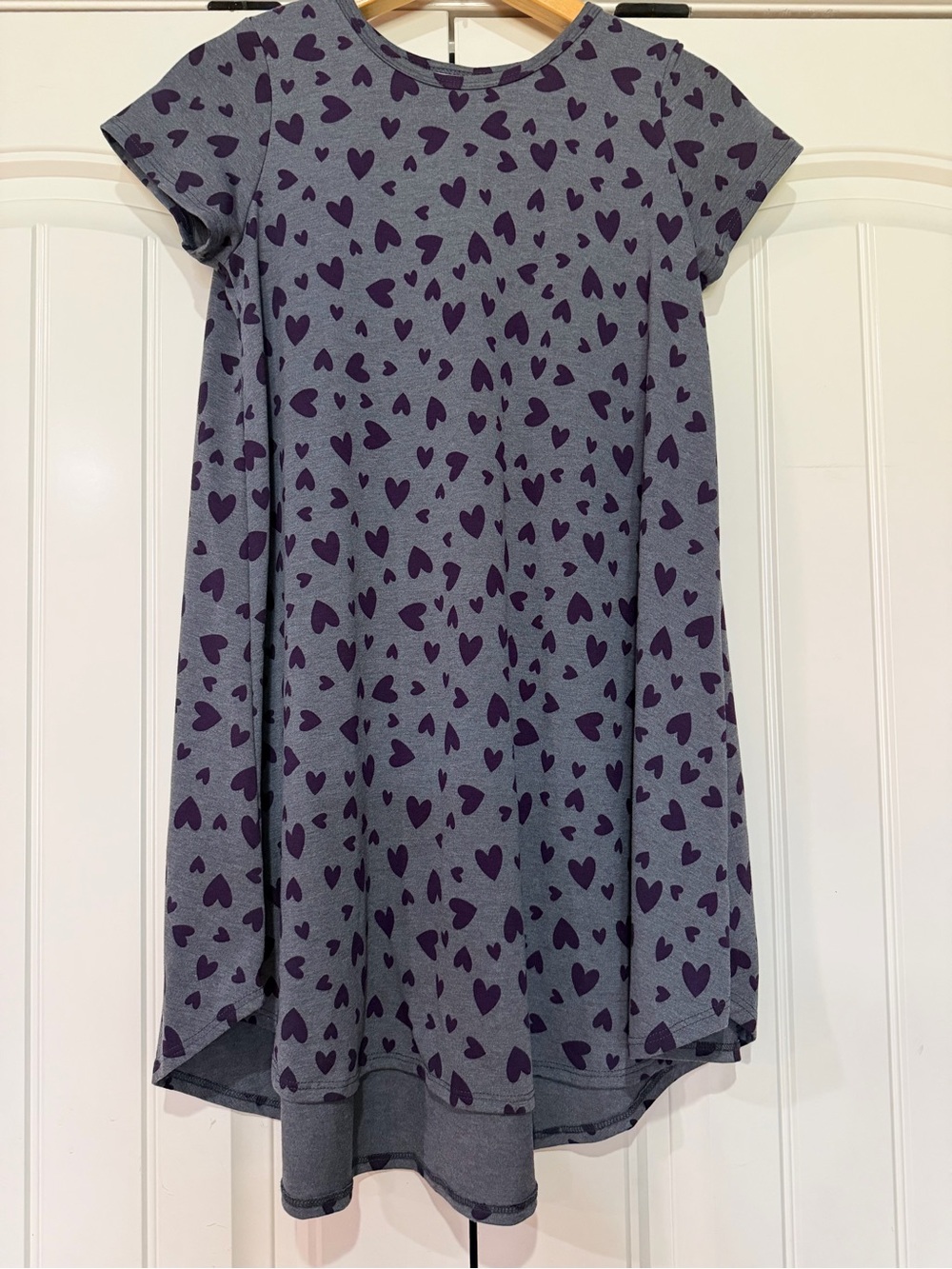 Lularoe Girls' Heart Print Swing Dress - Purple size 12